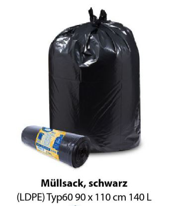 Müllsäcke schwarz 140 lt (Verpackungseinheit) – Egri